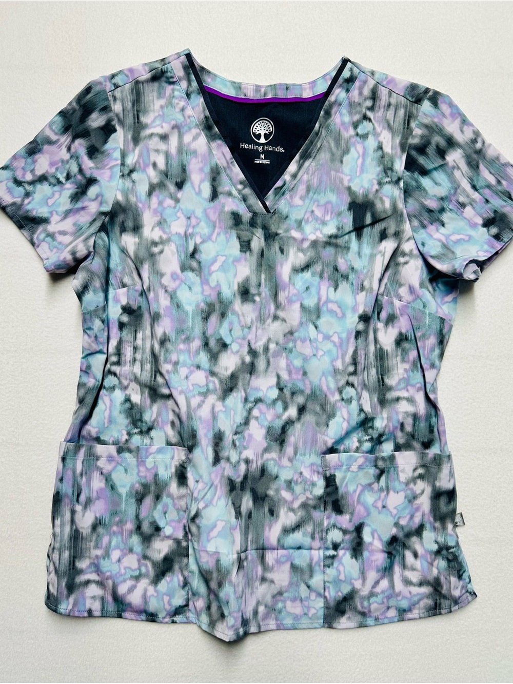 Healing Hands Amanda Purple Label Stretch Scrub Top M – Stretch Purple Tye Dye